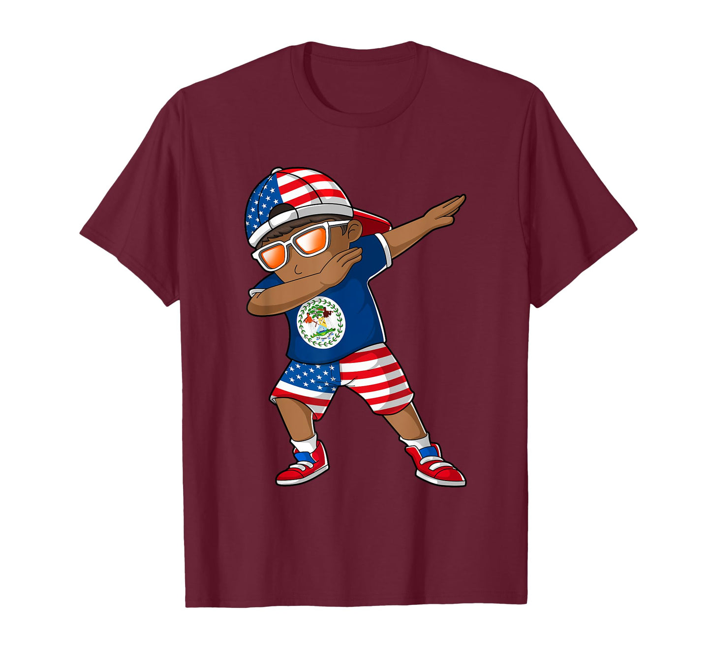 Half American Half Belizean Boy Kid Belize Flag Patriotic T-Shirt