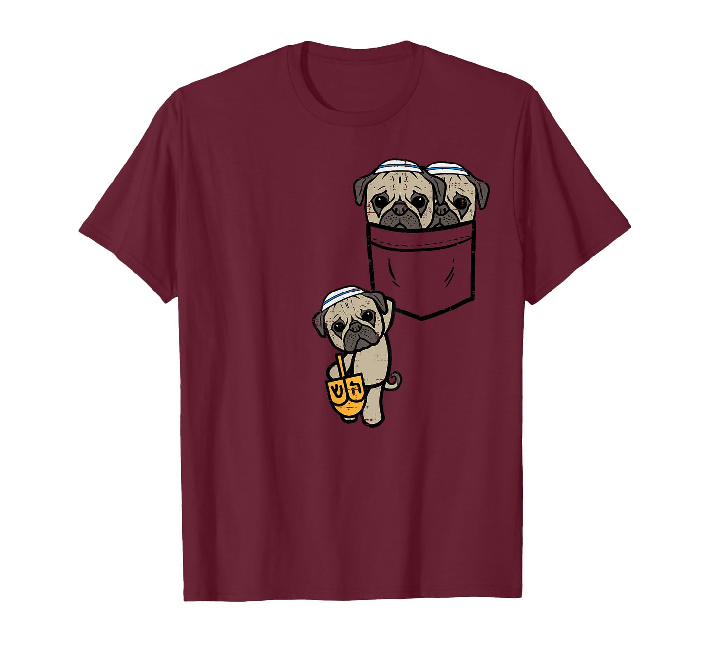 Pocket Dog Pugs Jewish Hanukkah Pajamas Chanukah PJs Women T-Shirt