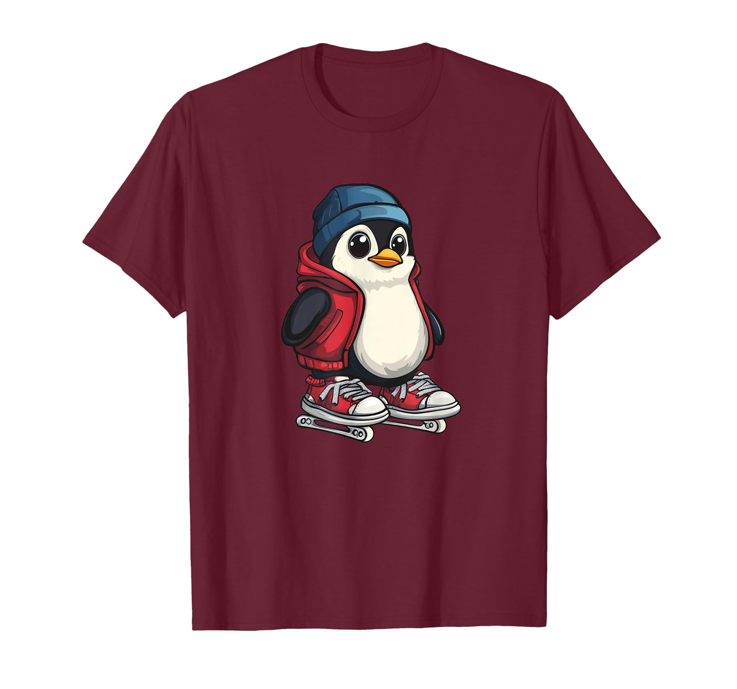 Funny Penguin Glides in Winter for Skater Lovers T-Shirt