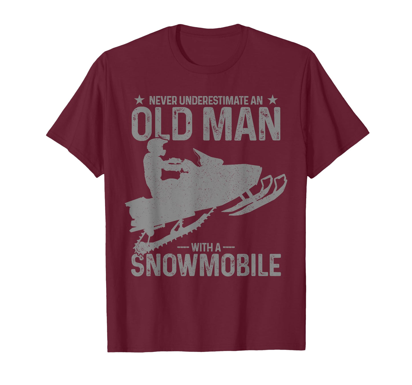 Never Underestimate An Old Man With A Snowmobile Funny T-Shirt