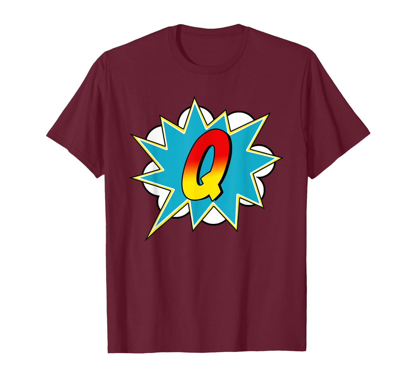 Letter Q Superhero Name Comic Letter Retro Costume T-Shirt