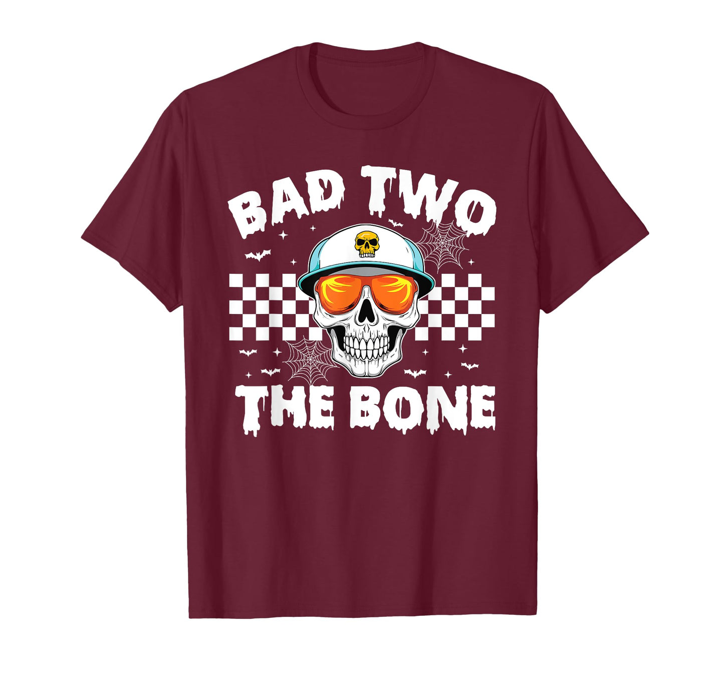 Bad To The Bone Skeleton Halloween TWO Birthday Toddler Kids T-Shirt
