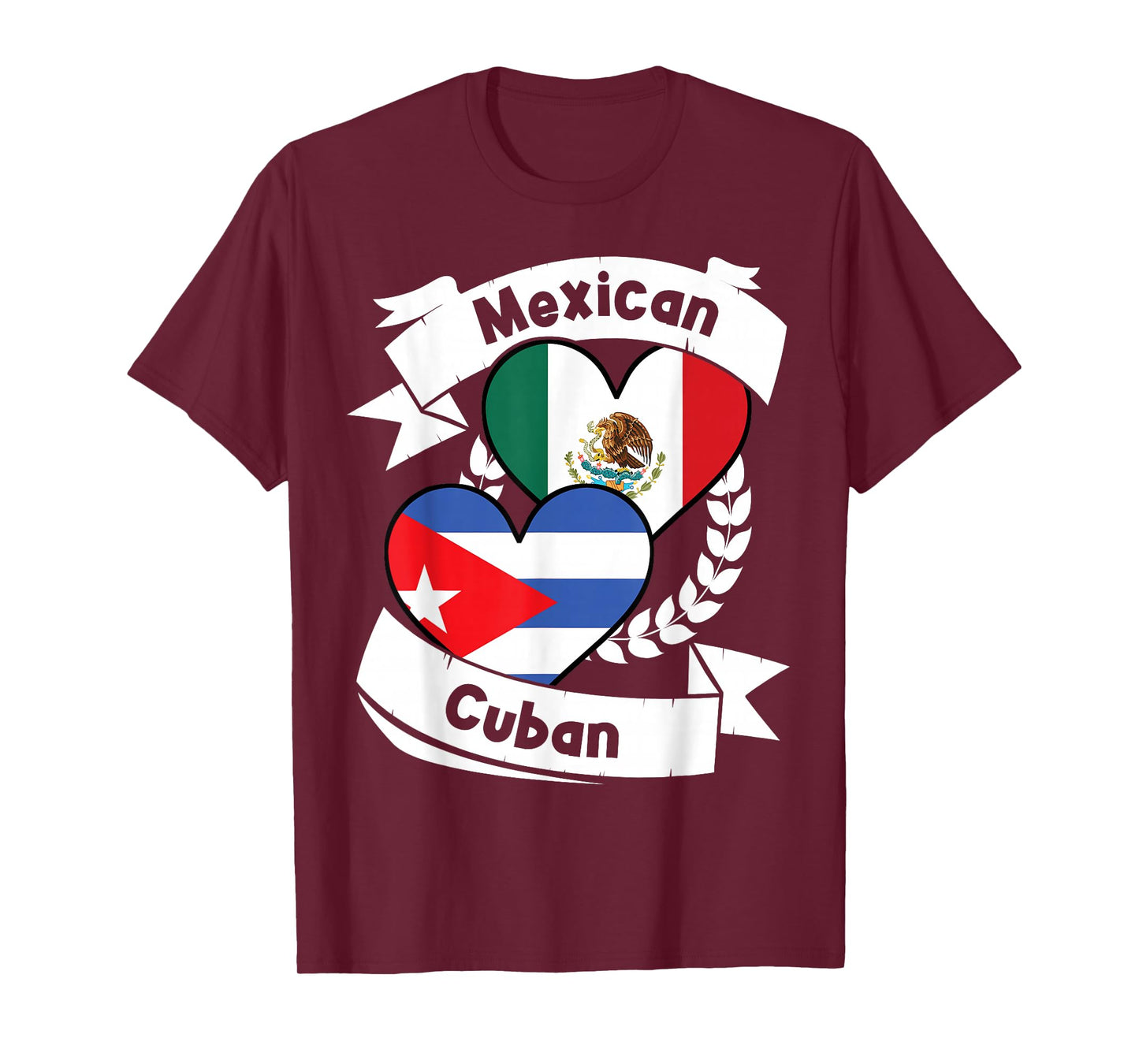 Mexican Cuban Heart Flags Mexico Cuba T-Shirt