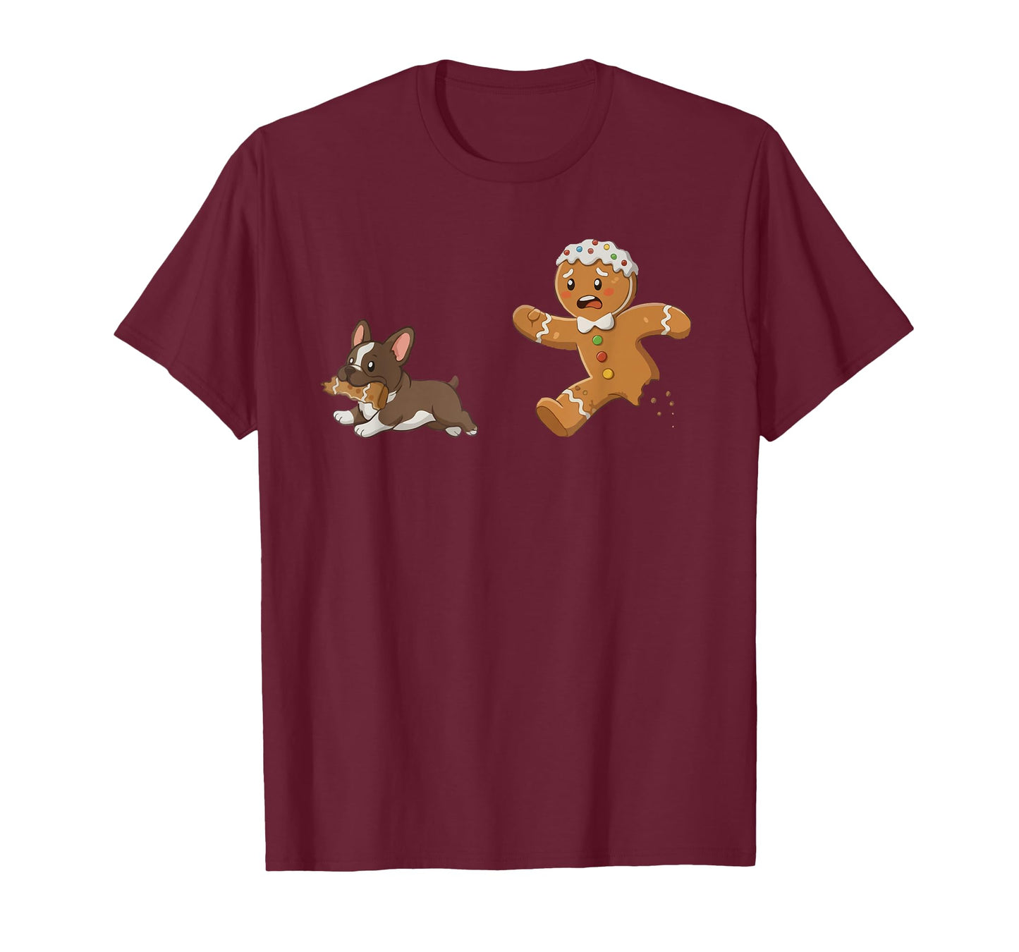 Dog Mom Shirt Gingerbread Chasing French Bulldog Christmas T-Shirt
