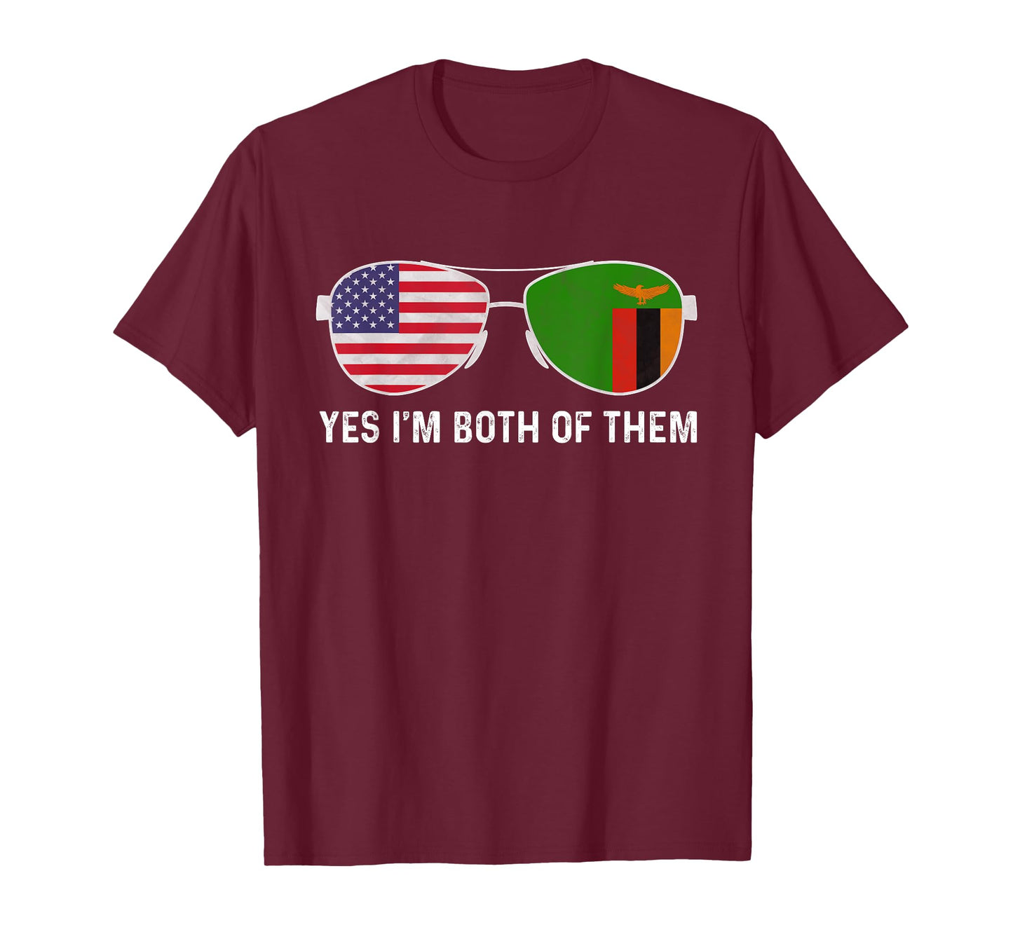 Sunglass Design Zambian American Flag Patriotic Heritage T-Shirt for Women Kids Men