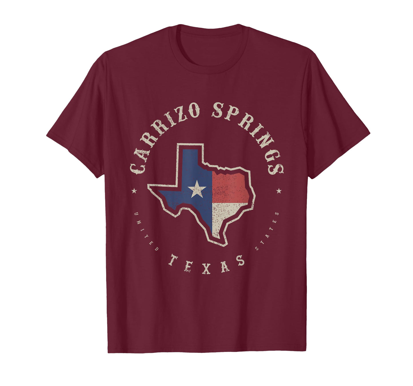 Vintage Carrizo Springs Texas State Flag Map Souvenir Gift T-Shirt