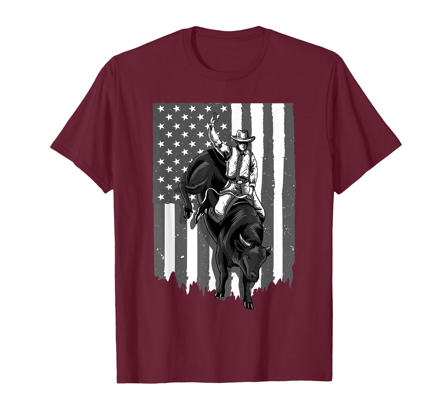 American Flag Bull Riding Cowboy 4th Of July Patriotic Rodeo T-Shirt