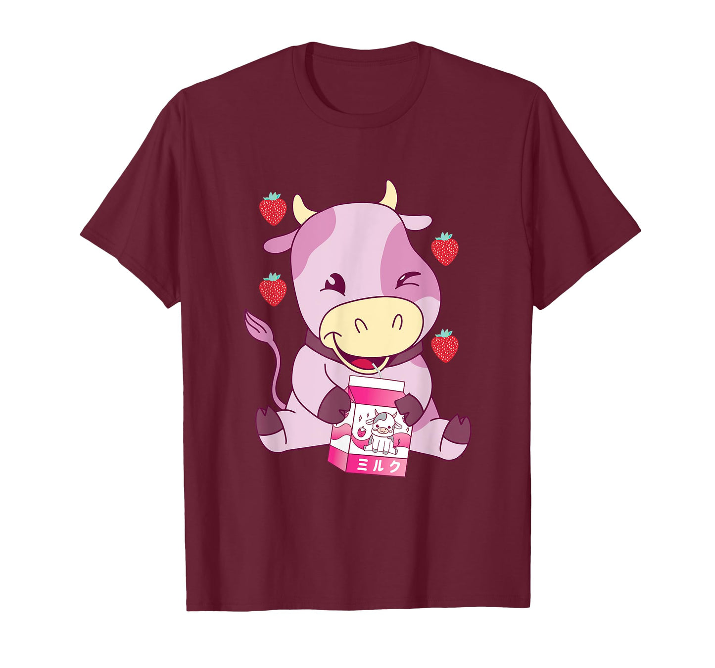 Strawberry Milk Pink Cow Japanese Strawberry Milk Shake T-Shirt