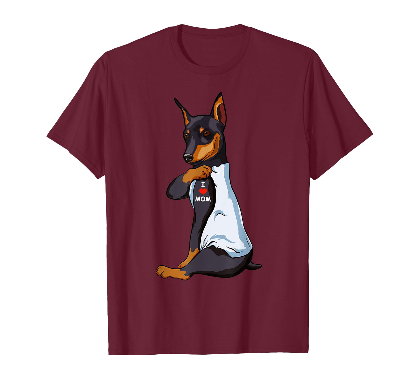 I Love Mom Tattoo Manchester Terrier Mom Dog Lover Women T-Shirt
