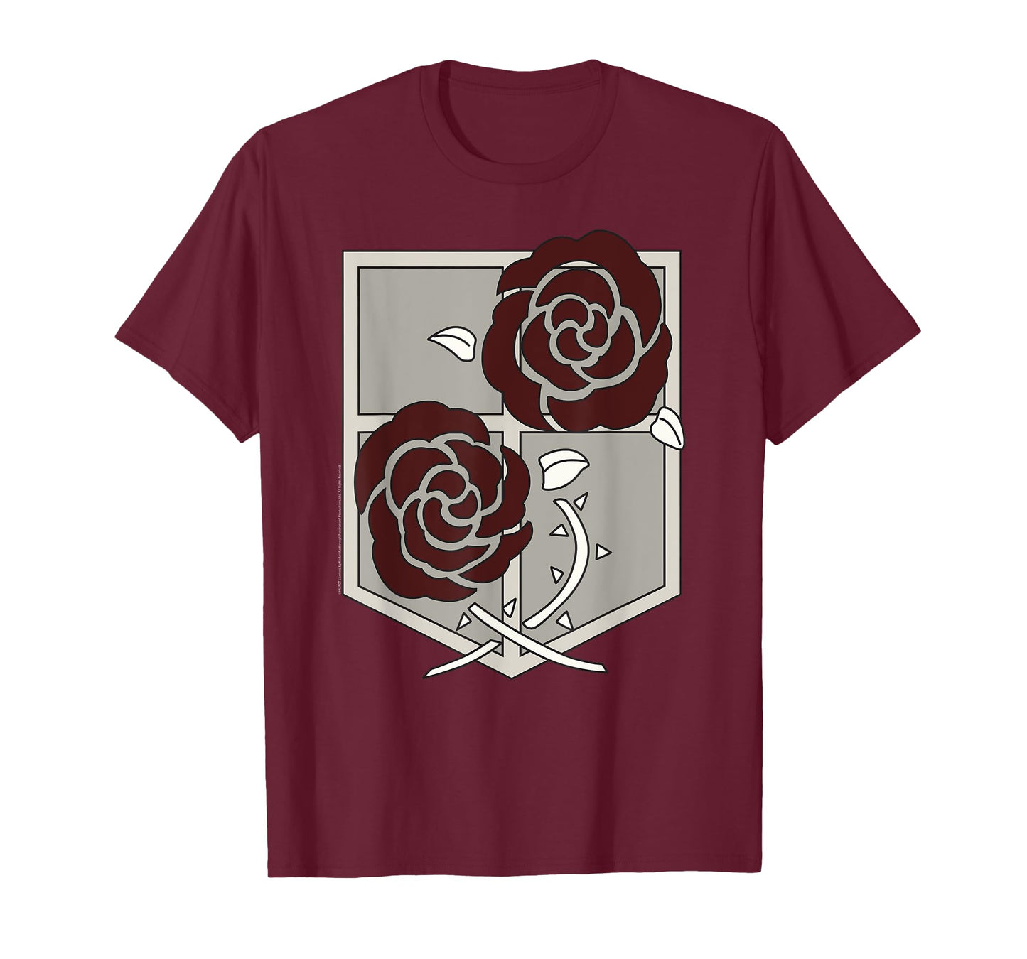 Attack on Titans Garrison Shield with Roses AOT Anime T-Shirt