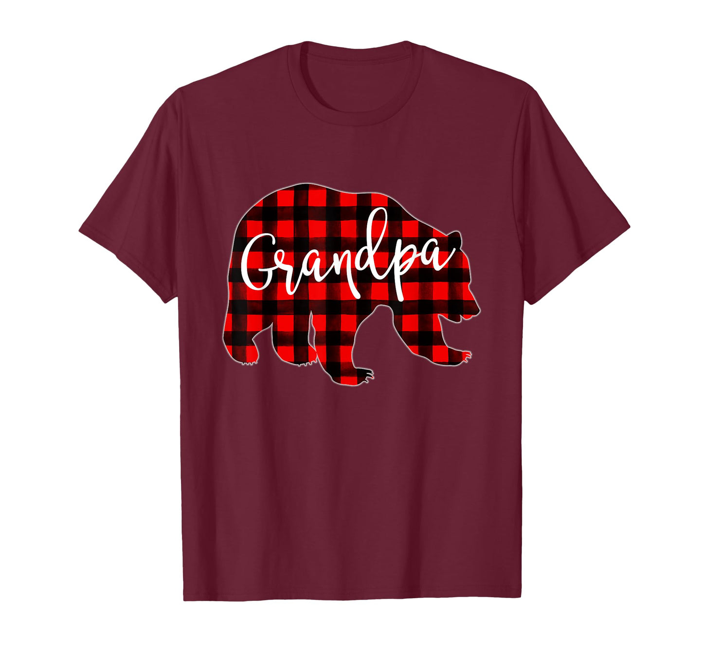Red Plaid Grandpa Bear Matching Family Christmas Eve Buffalo T-Shirt