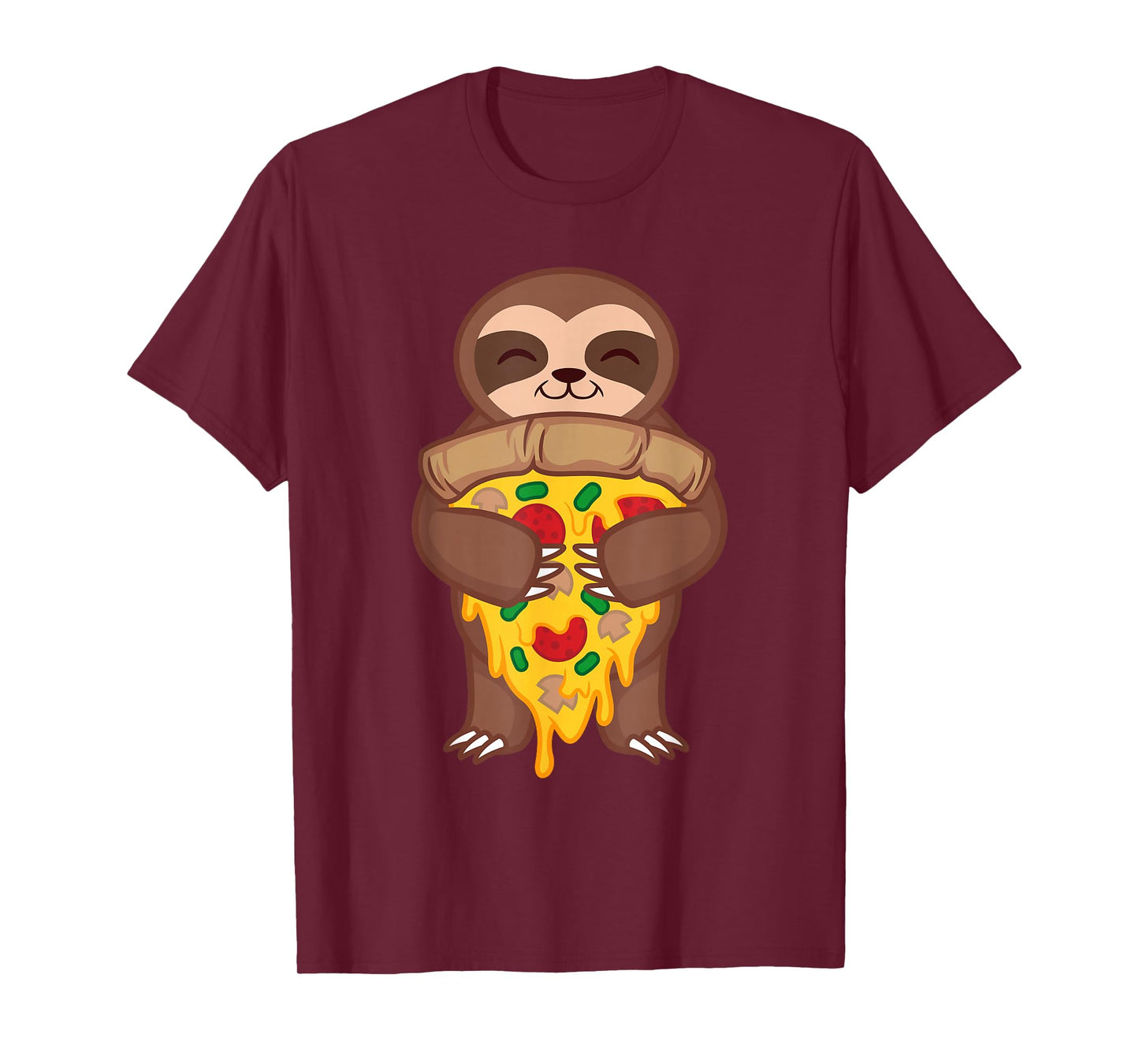 Sloth Holding Pepperoni Pizza Funny Foodie Animal Lover Gift T-Shirt