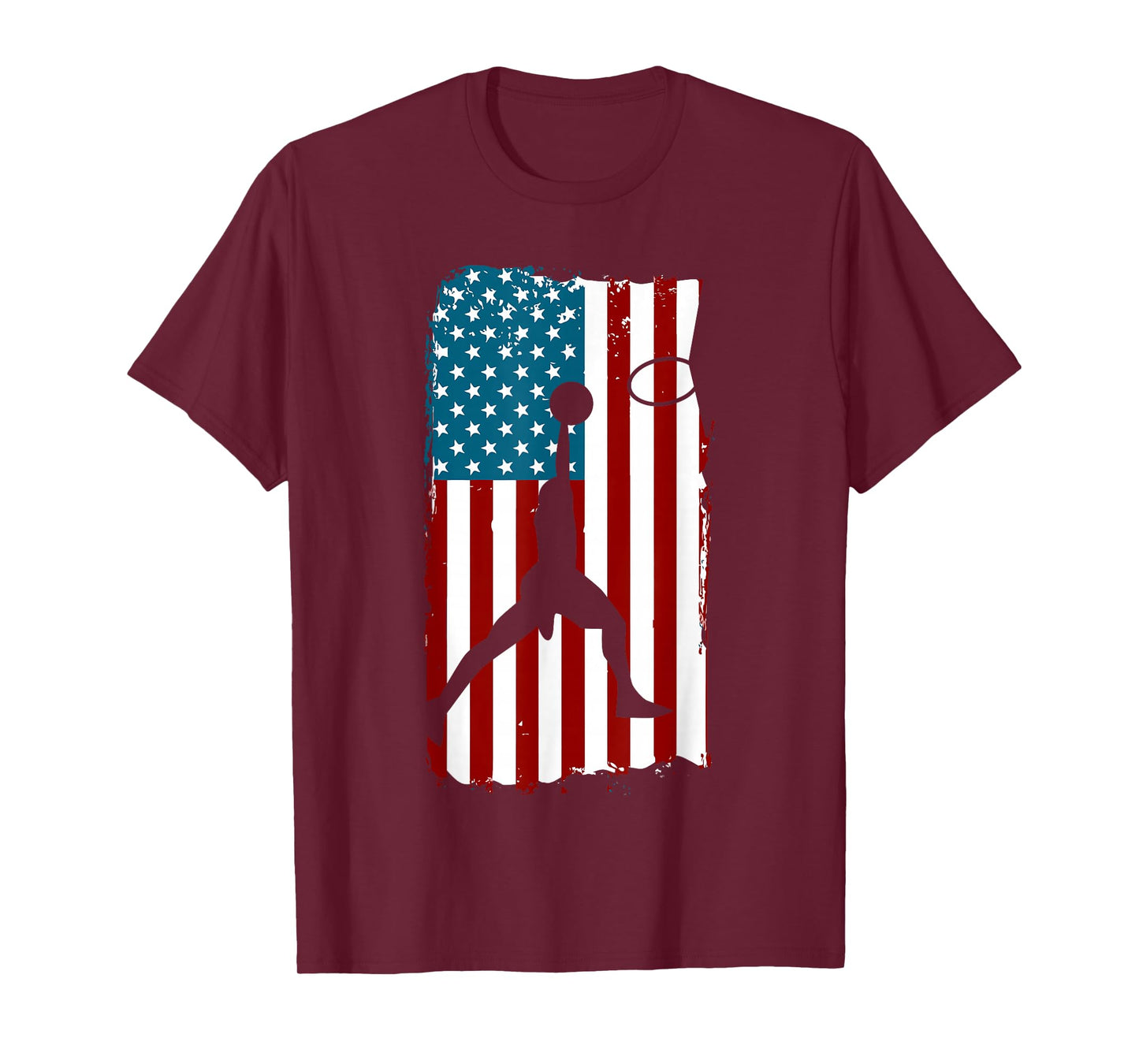 US American Flag Basketball Patriotic Athlete Print For Boys T-Shirt
