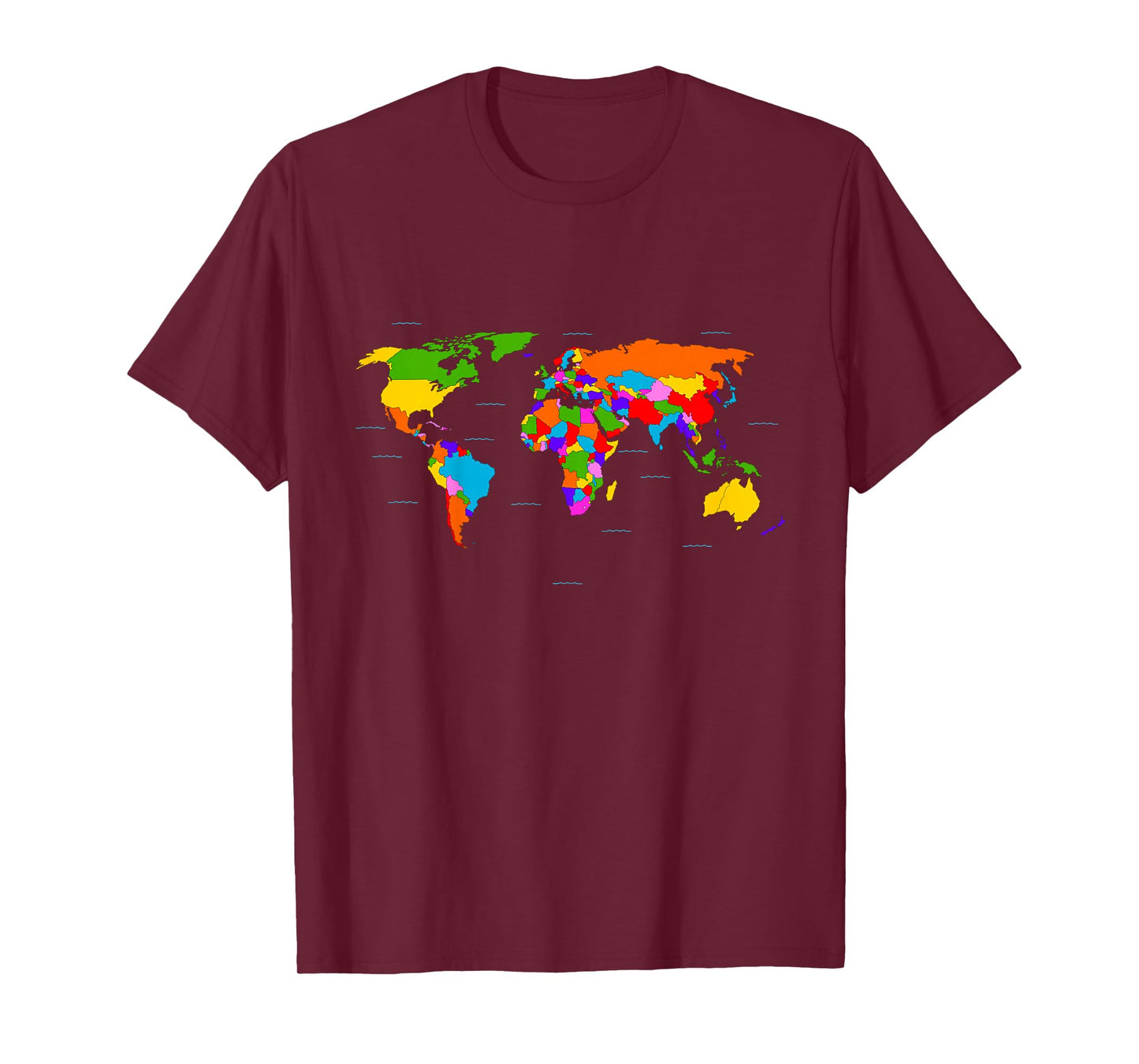 World Map T-Shirt. Boys / Girls Map of the World Tee T-Shirt