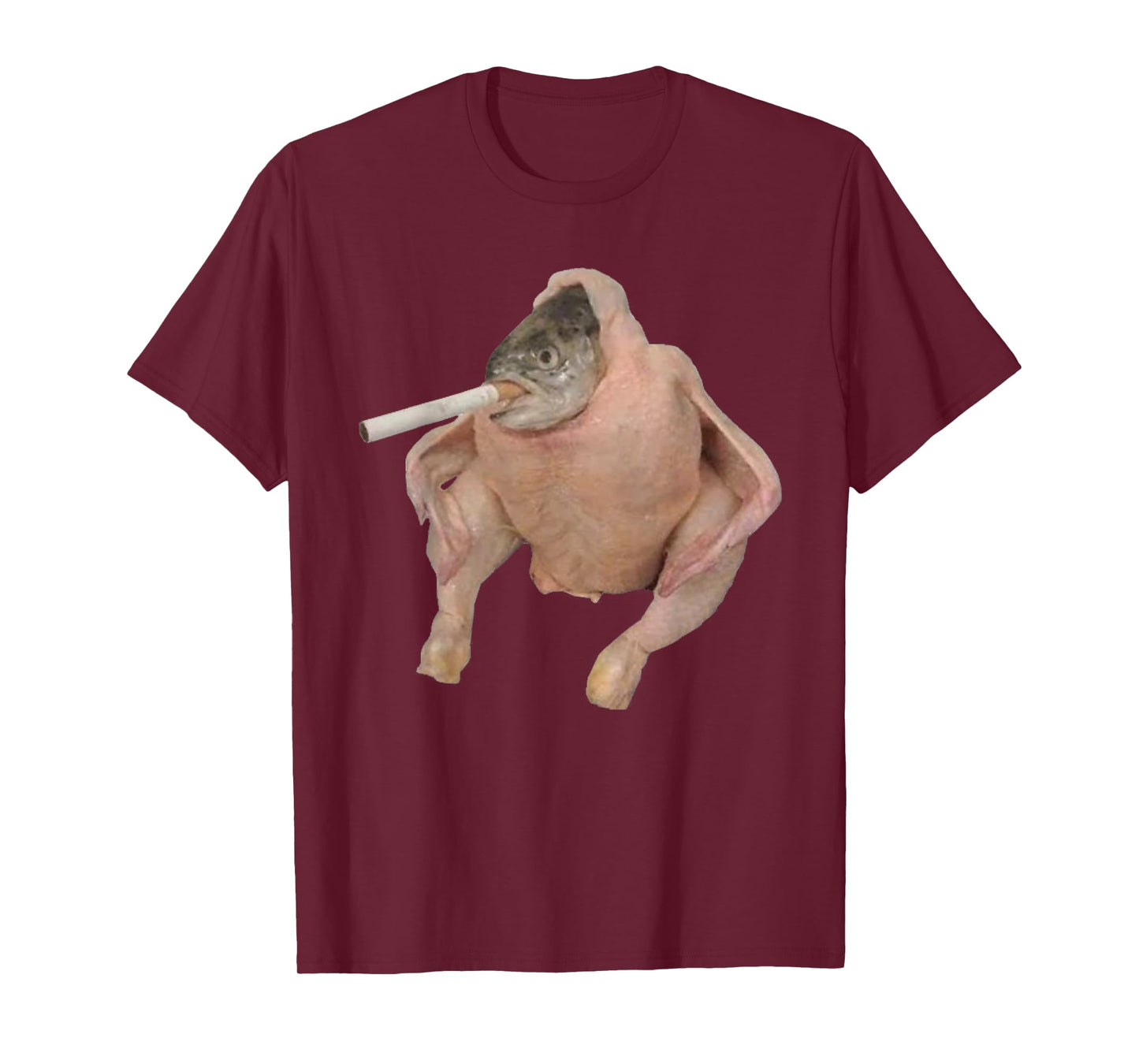 Fish Chicken Face Smoking a Cigarette funny meme T-Shirt