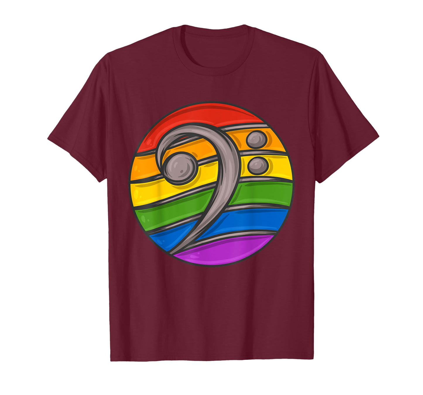 Bass Clef Headphones Notes Music Song Musician Rainbow T-Shirt