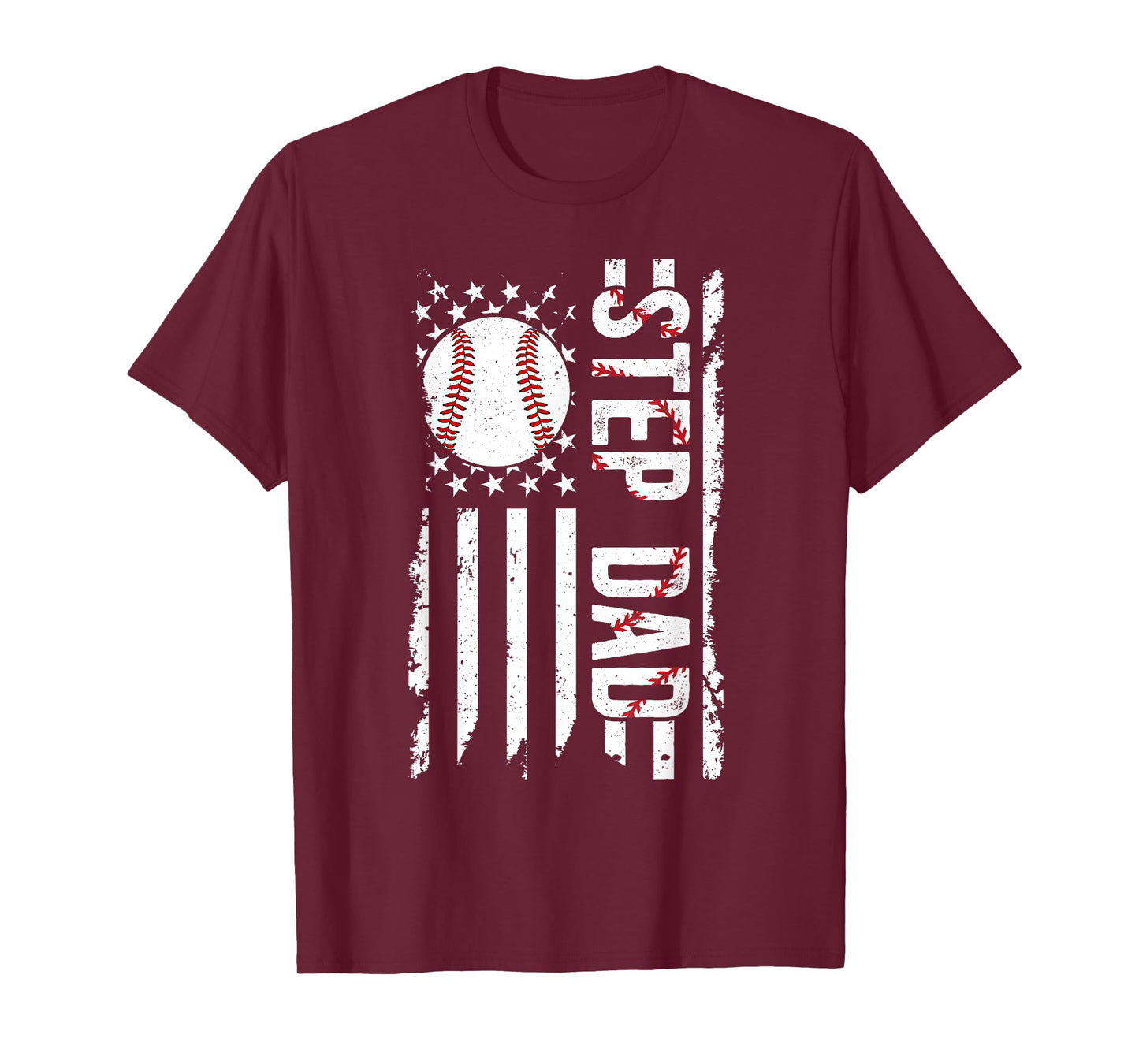 Baseball Step Dad Of A Baseball Player Stepfather US Flag T-Shirt