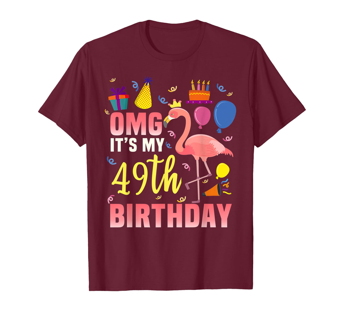 49 Year Old Women Men Gift Flamingo It's My 49th Birthday T-Shirt