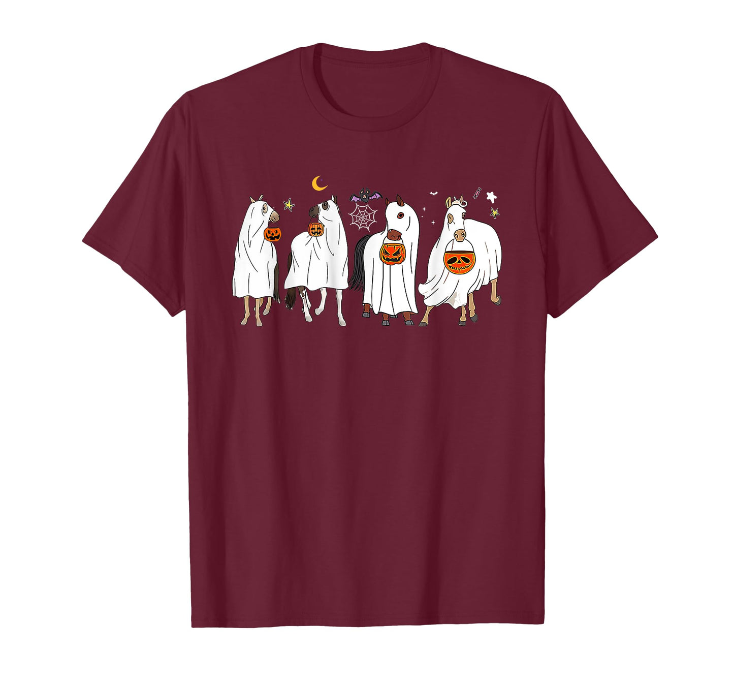 Horse Ghost Halloween Pumpkin Horseback Riding Equestrian T-Shirt
