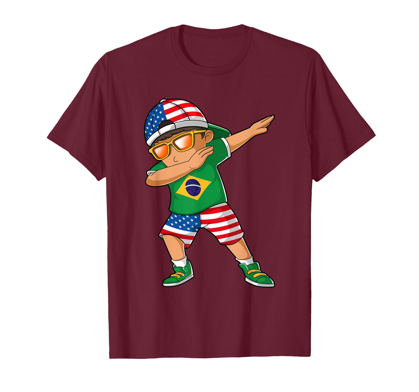 Half American Half Brazilian Boy Kid Brazil Flag Patriotic T-Shirt
