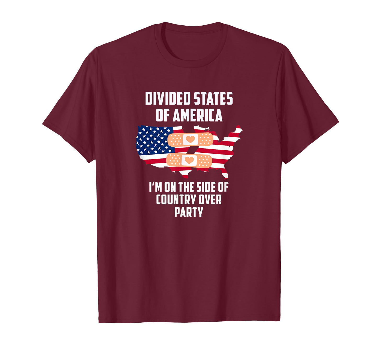 Divided States of America Patriotic Love Country Over Party T-Shirt