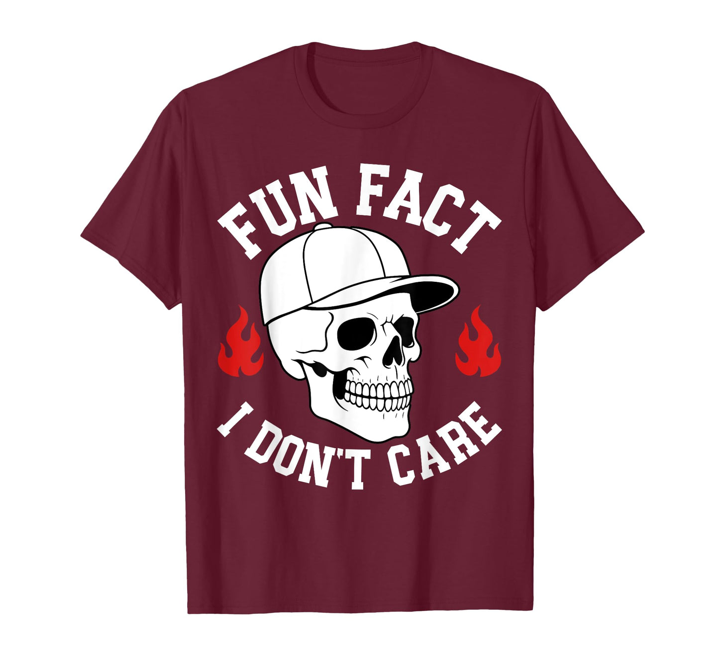 Funny Fun Fact I Don't Care Skeleton Sarcastic Adult Humor T-Shirt
