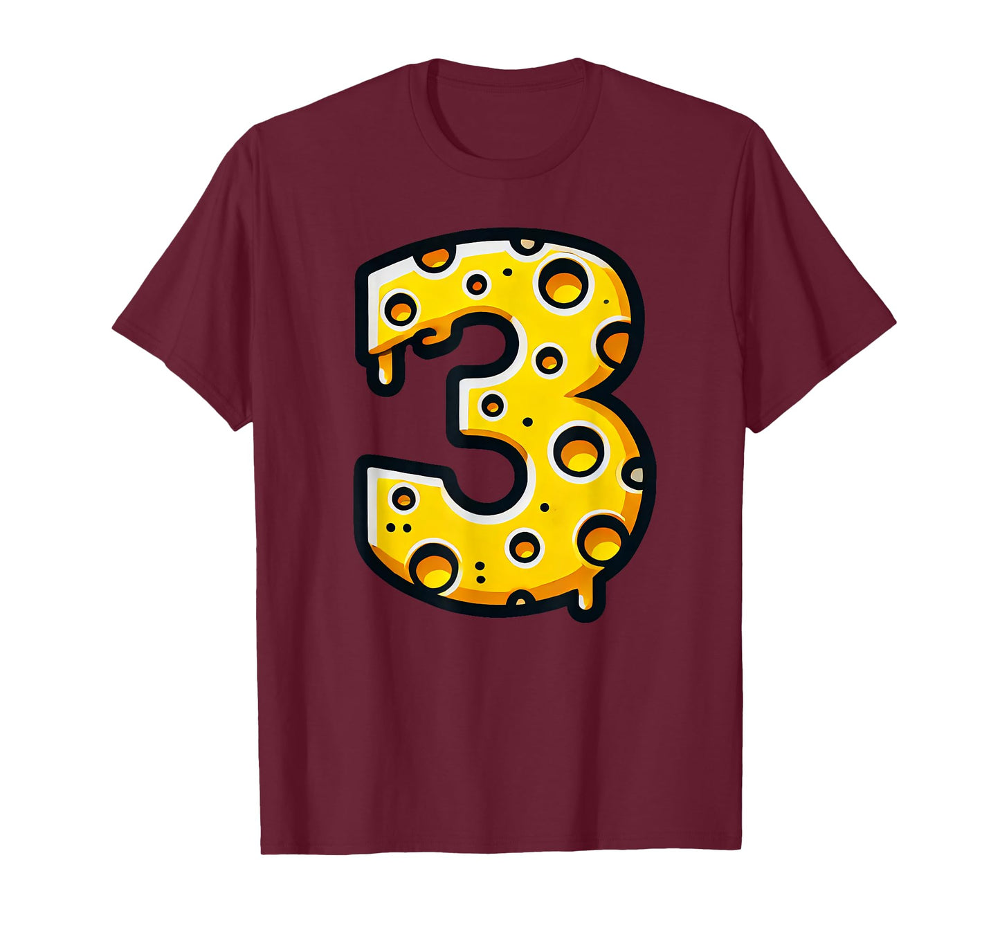 Happy 3rd Birthday Cheese 3 Years Old Number Boys Girls Kids T-Shirt
