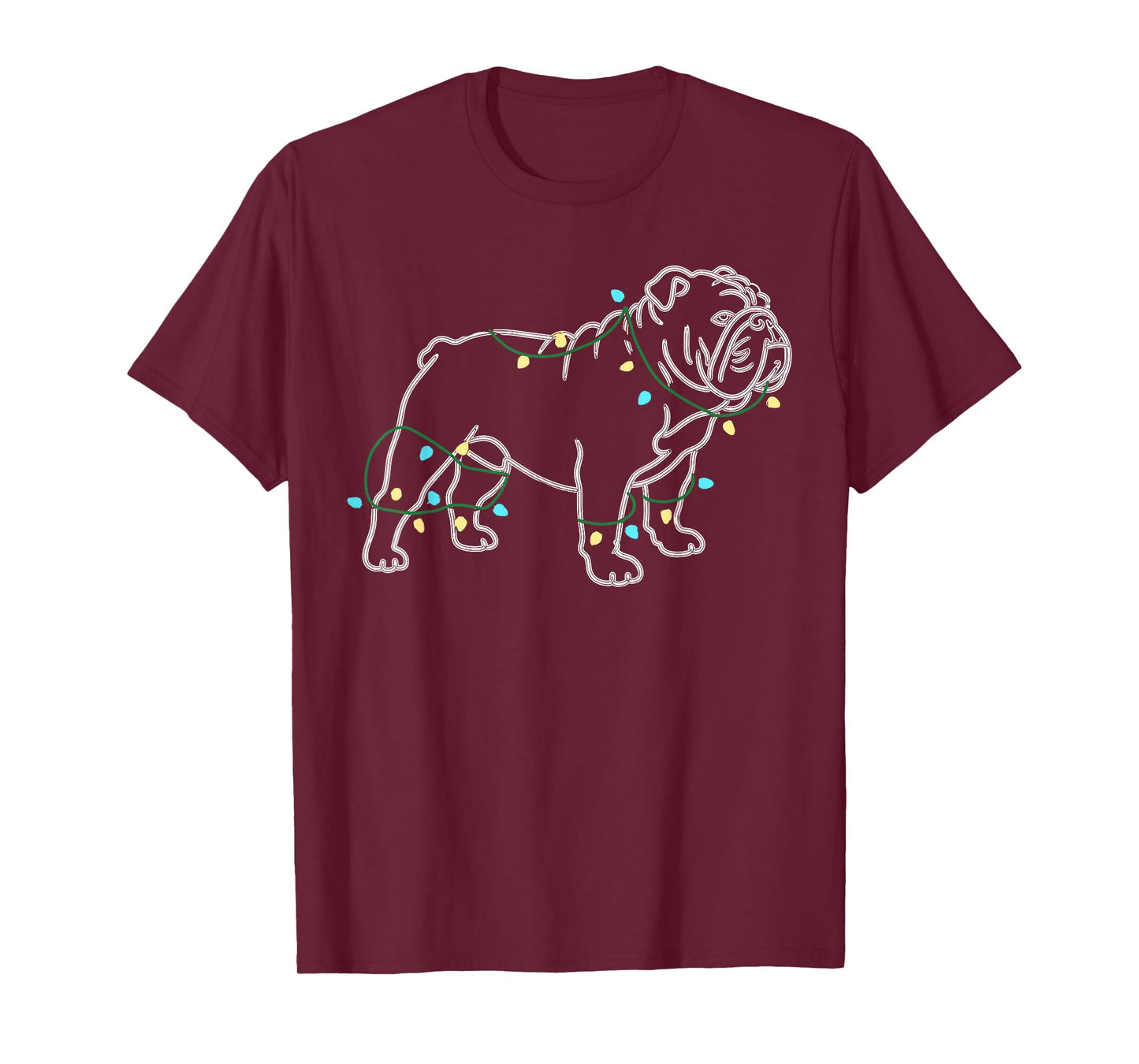 Dog Christmas Outfit, English Bulldog Christmas Lights T-Shirt
