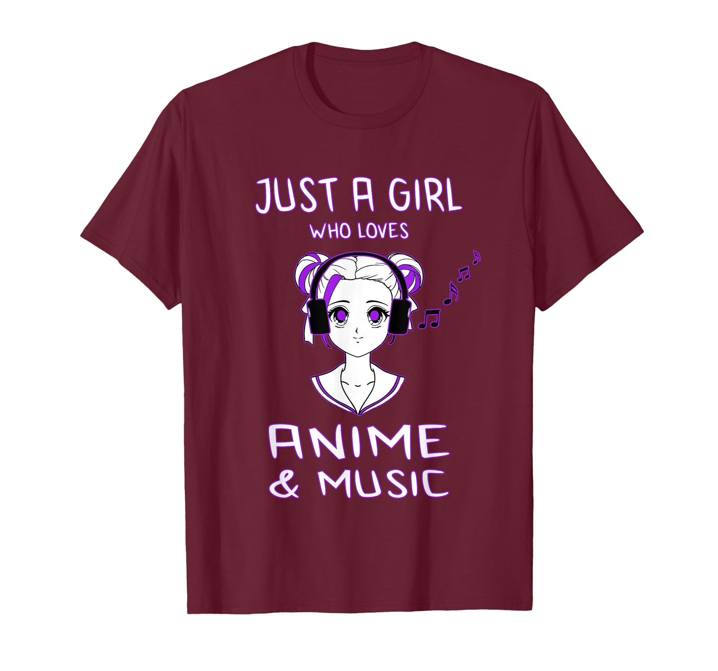 Just A Girl Who Loves Anime & Music Fun Gift for Teen Girls T-Shirt