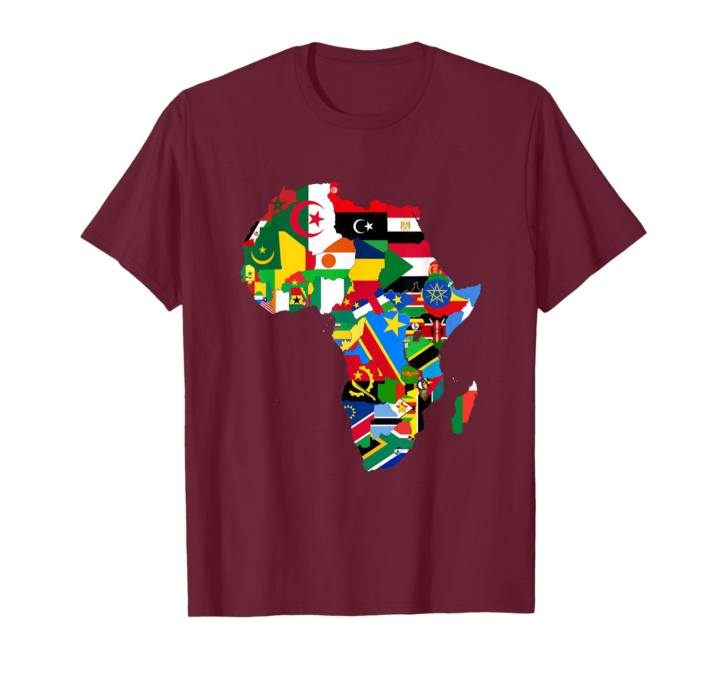 African Pride - Ethnic Map of Africa with Flags T-Shirt