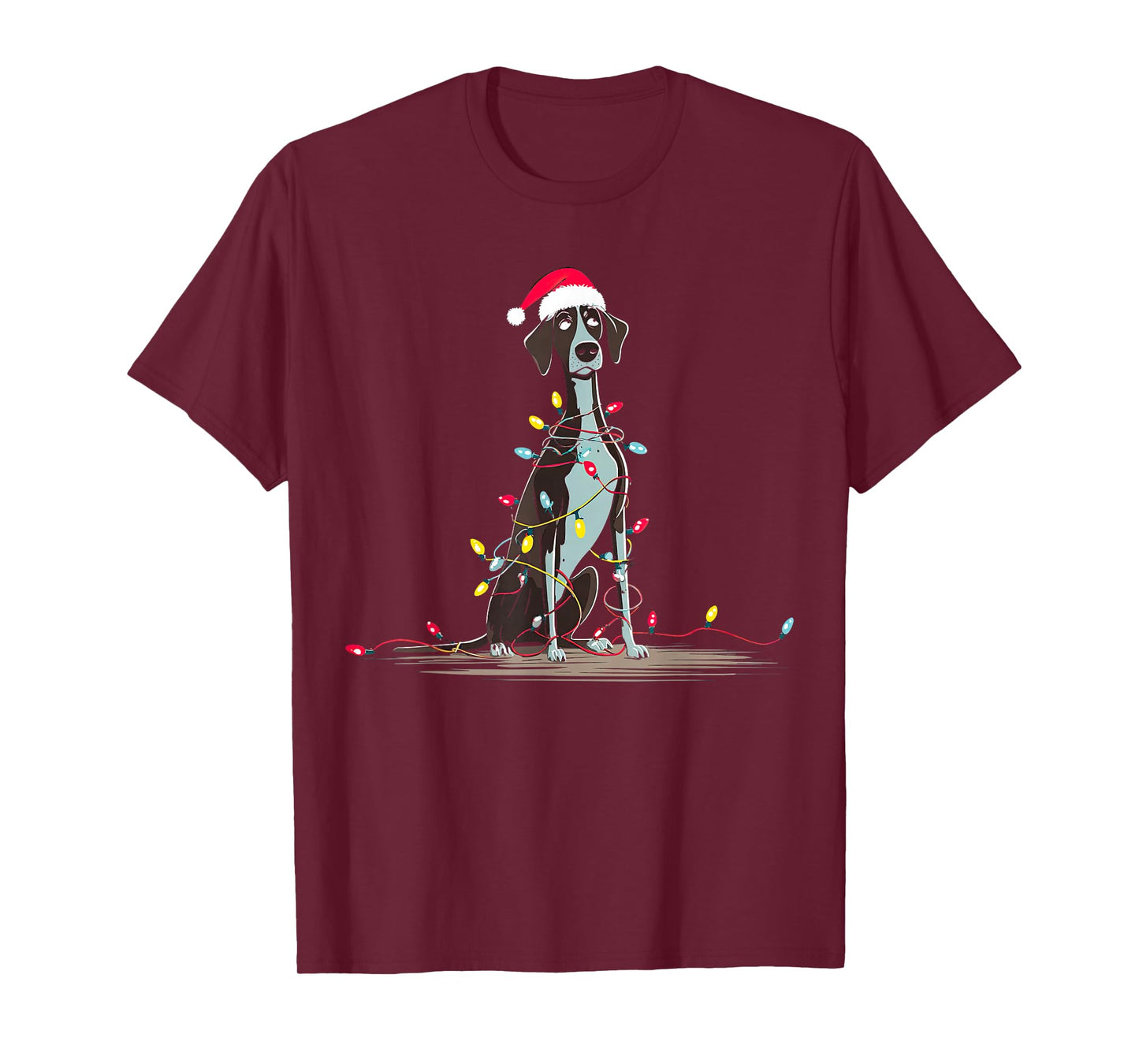 German Shorthaired Pointer Christmas Graphics Dog Lights T-Shirt