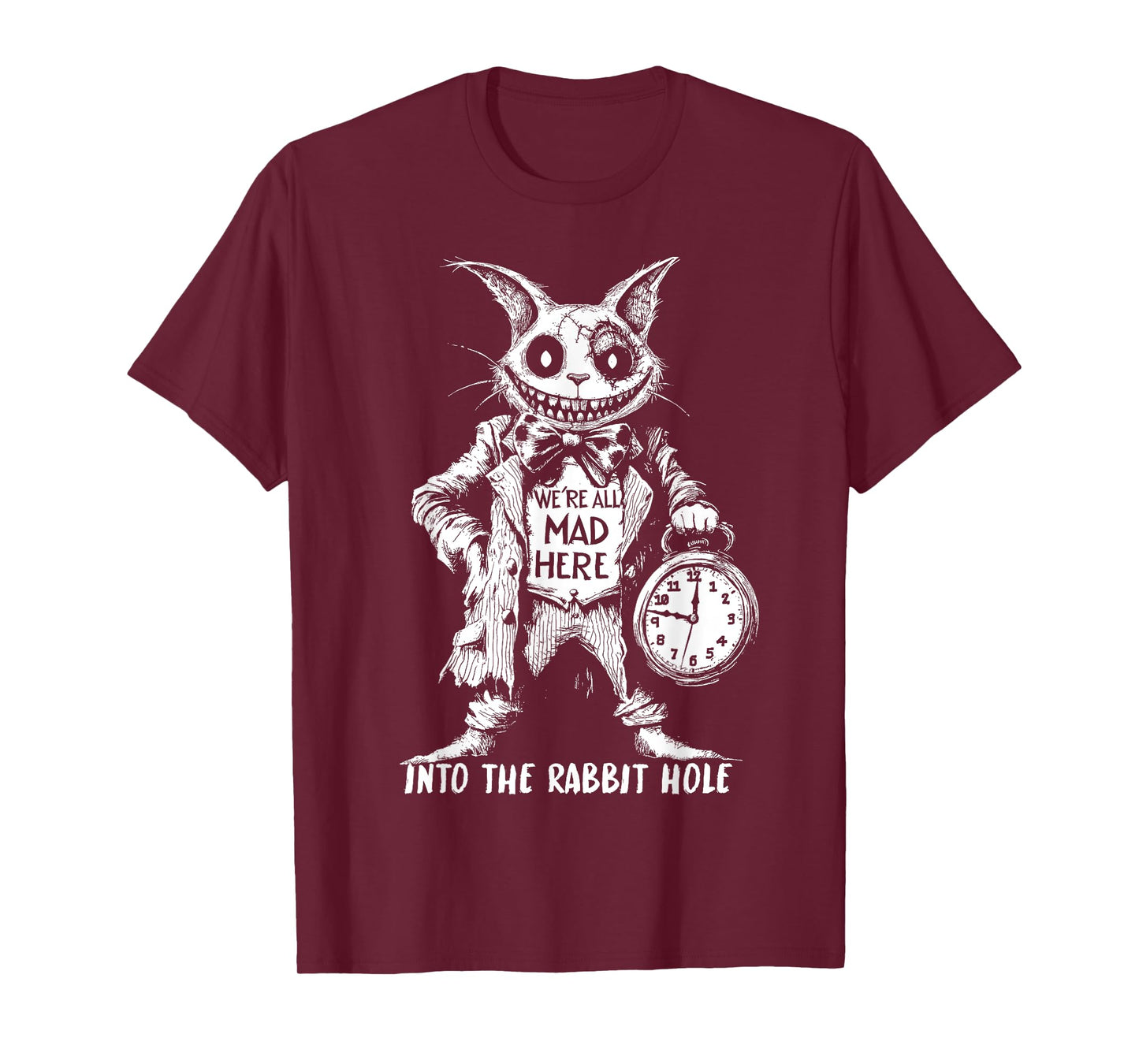 Creepy Cheshire Cat in Wonderland Gothic Fantasy Art Horror Men Women T-Shirt