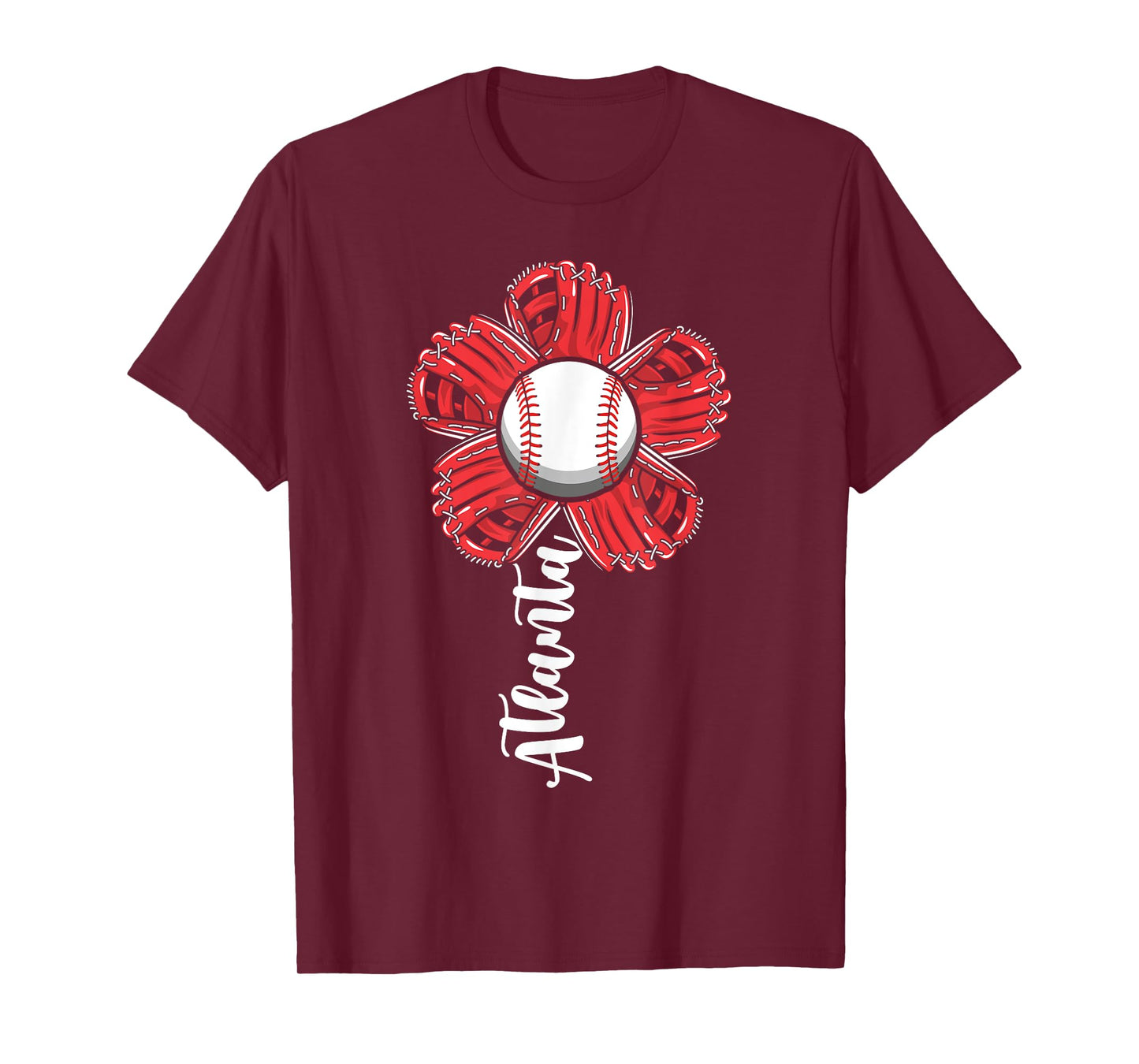 Cute Flower Atlanta Retro Baseball Lover Game Day T-Shirt