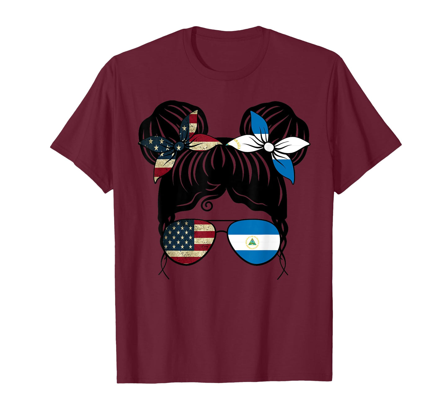 Half American Half Nicaraguan Girl USA Nicaragua Flag Kids T-Shirt