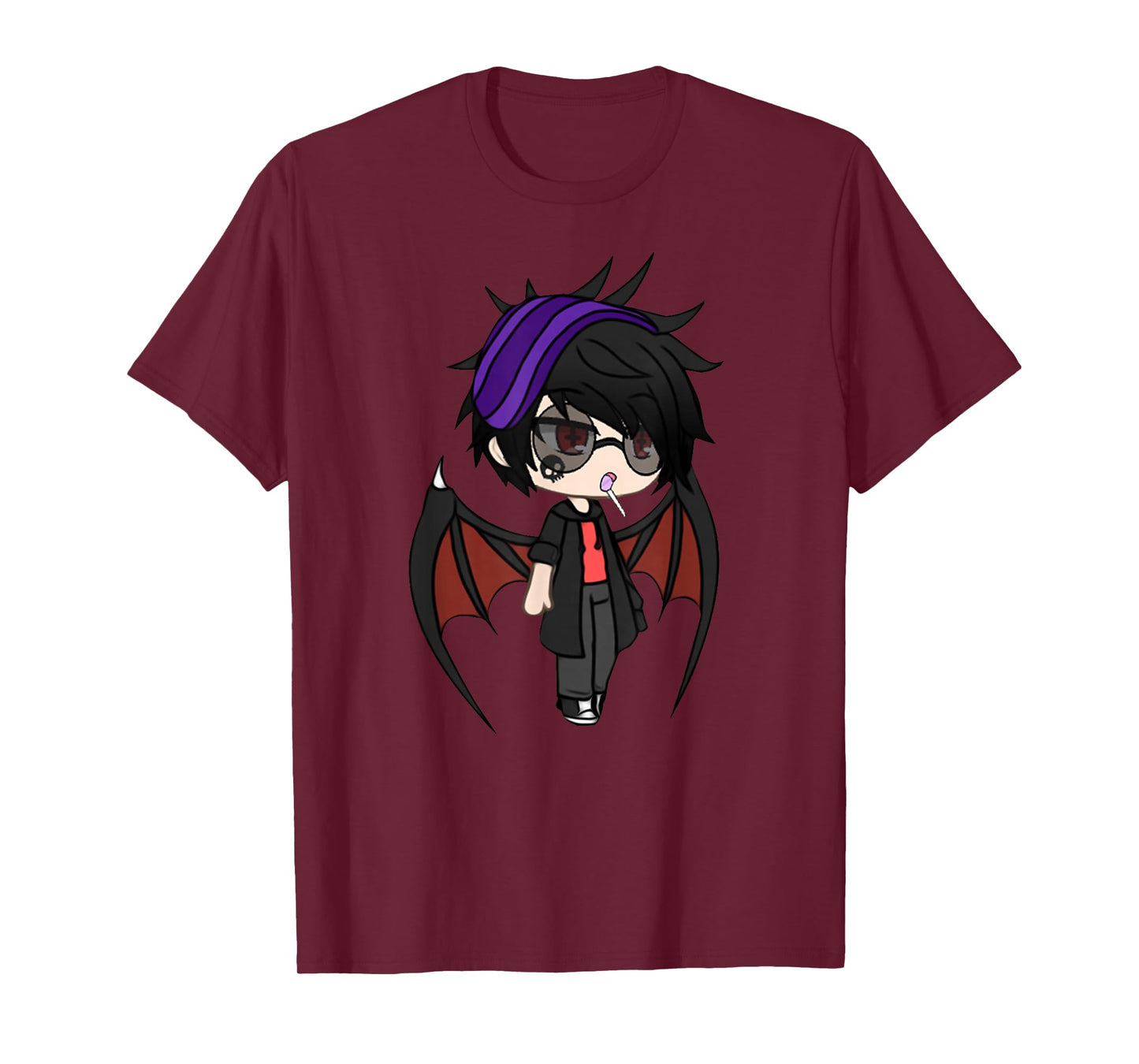 Cute Chibi style Kawaii Anime Vamp Boy with Vampire Wings T-Shirt