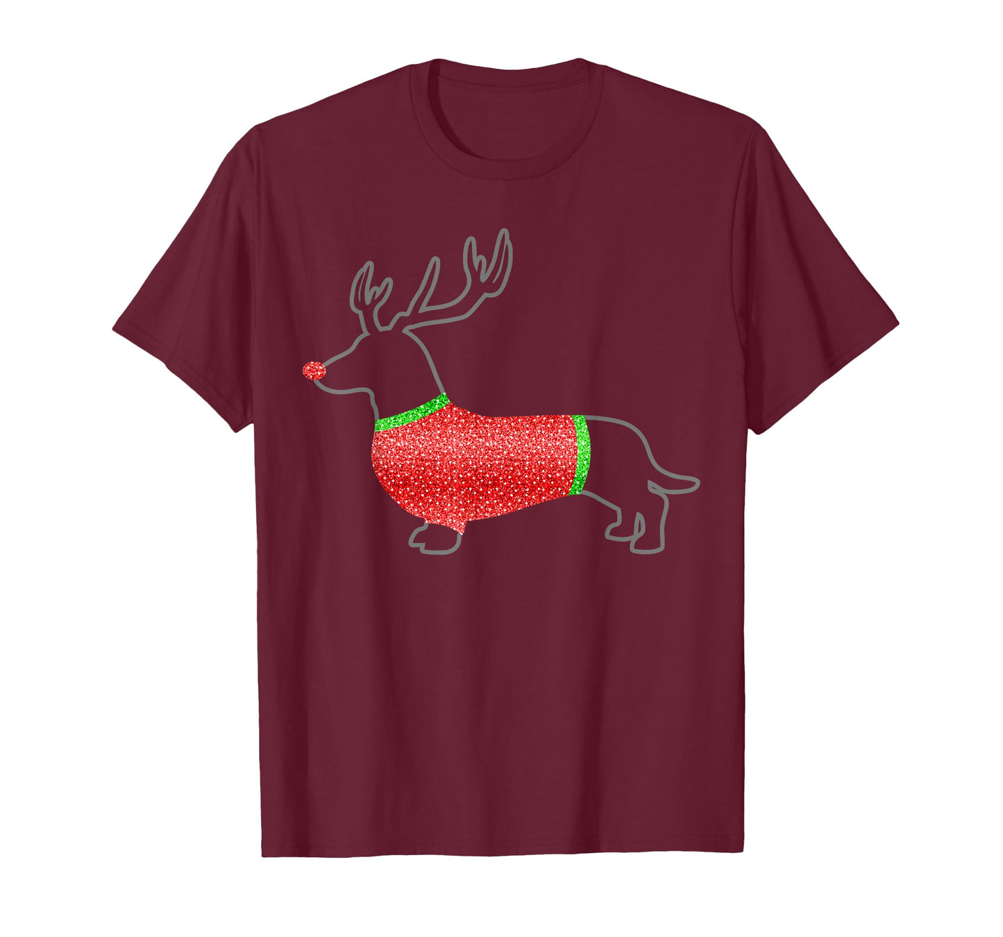 Ugly Christmas Sweater Wearing Dachshund T-Shirt T-Shirt