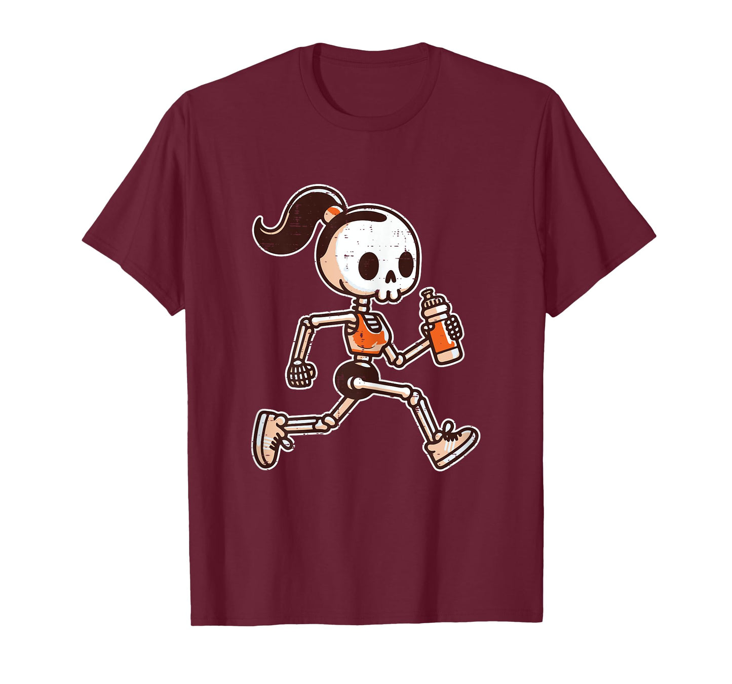 Halloween Skeleton Girl Running Costume Women Girls Kids T-Shirt