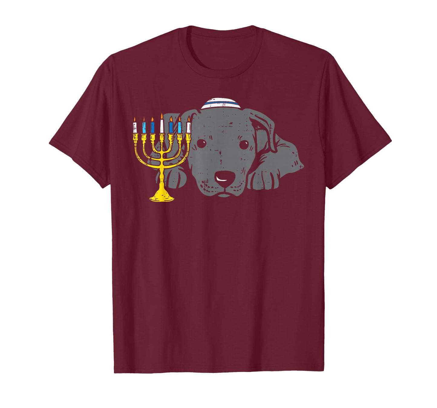 Jewish Pitbull Dog Menorah Hanukkah Pajamas Chanukah PJs T-Shirt