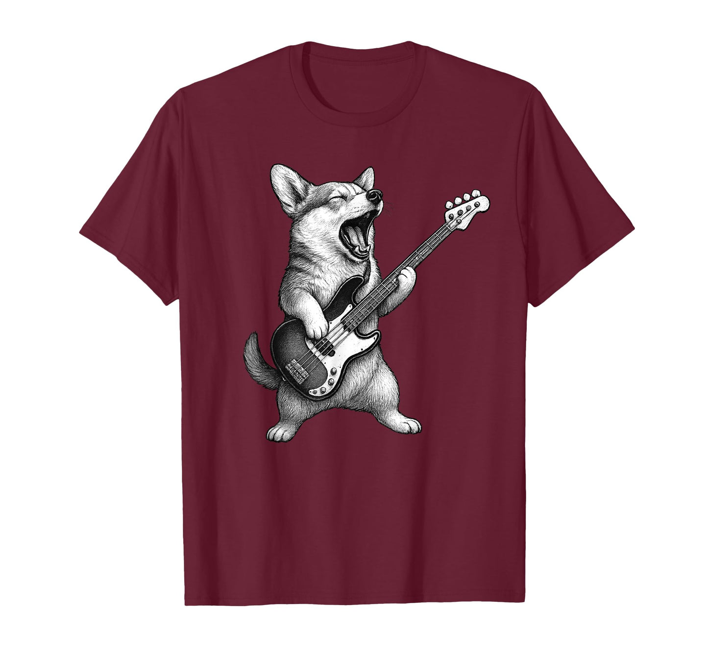 Corgi Playing Bass Guitar Rock Music Dog Lover T-Shirt