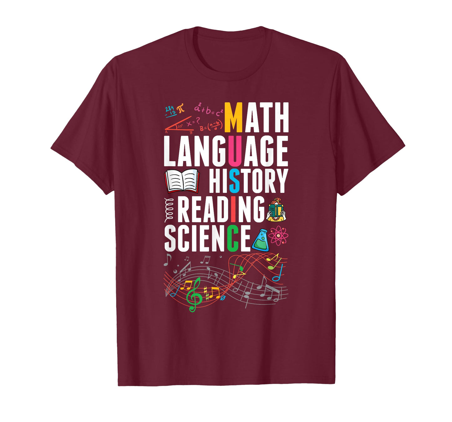 Music Teacher Music Math Language History Reading Science T-Shirt