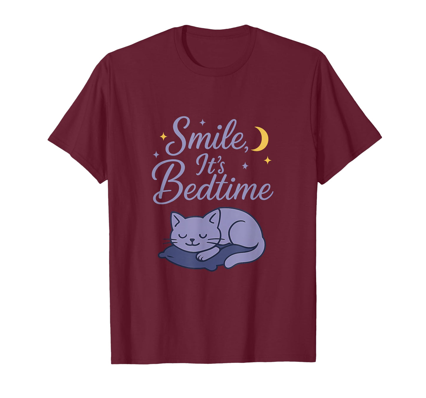 Smile It’s Bedtime Cute Cat Sleeping Graphic T-Shirt