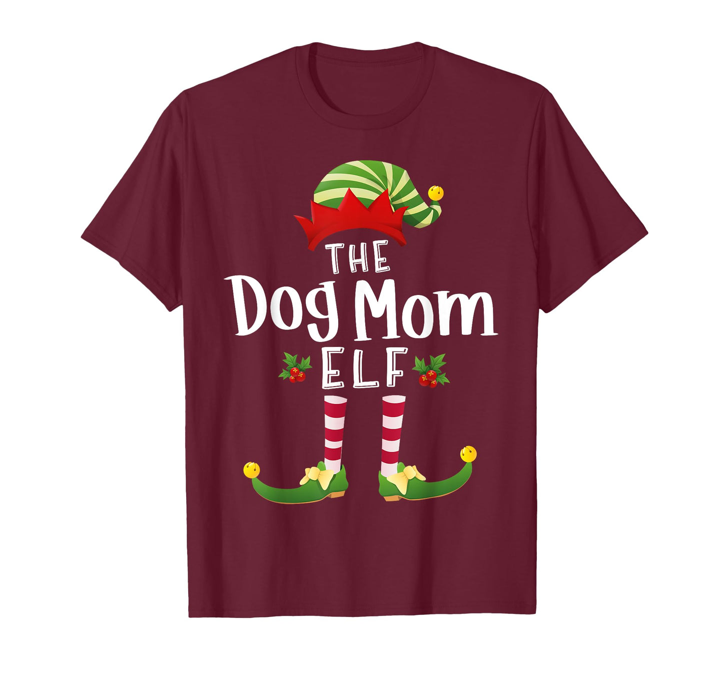 Dog Mom Christmas Elf Matching Pajama X-Mas Party T-Shirt