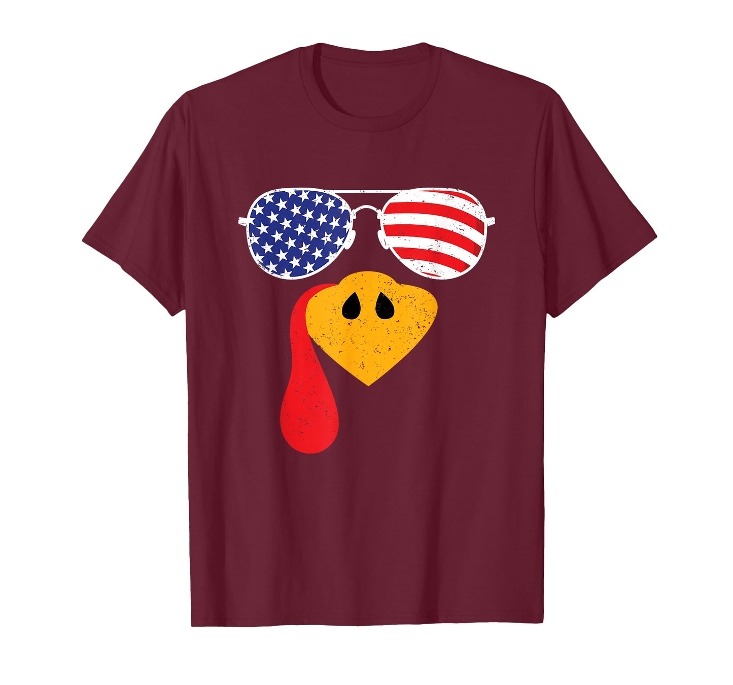 Turkey Face Flag Sunglasses Thanksgiving Family Outfits T-Shirt