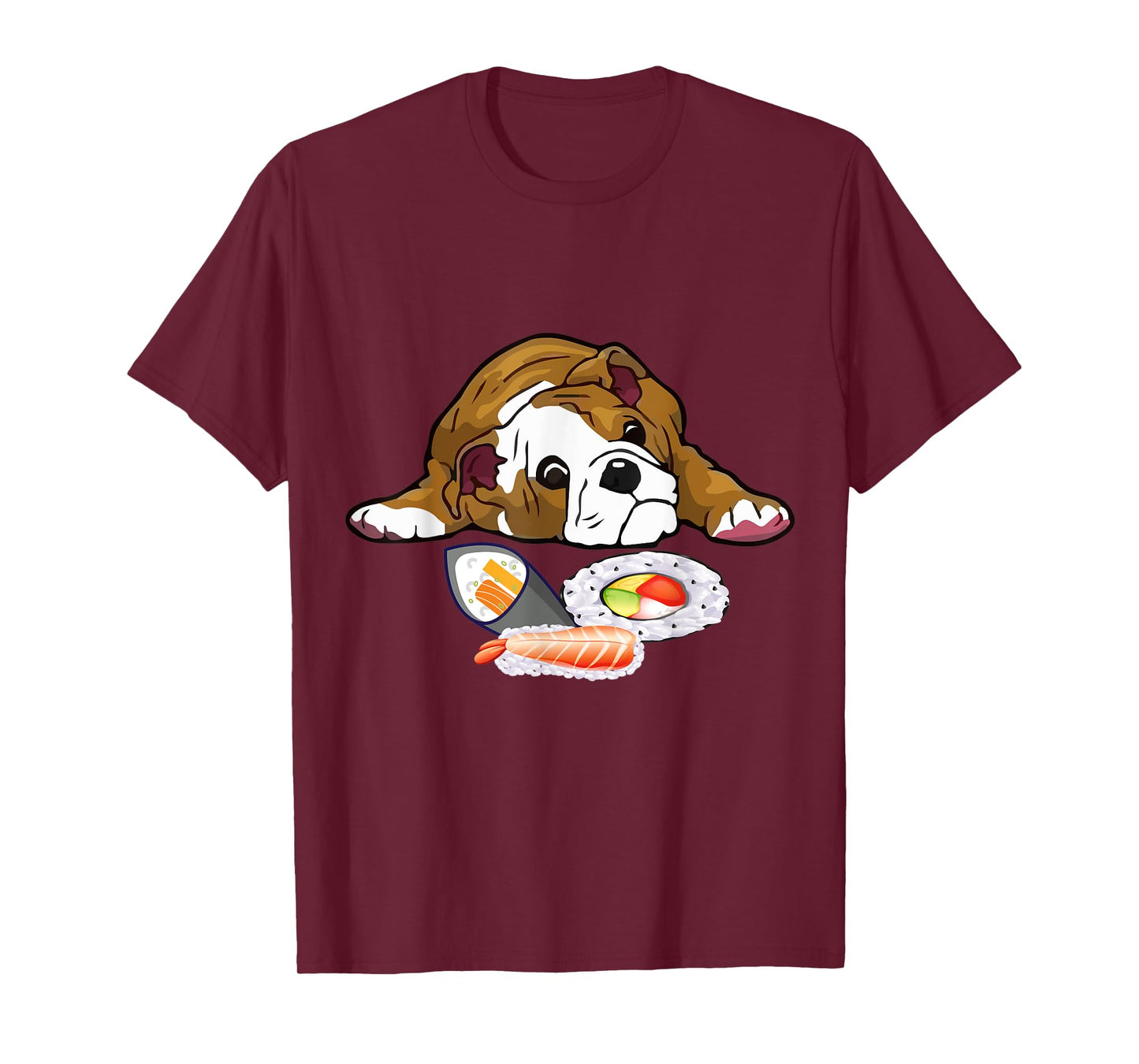 Funny Kawaii Sushi English Bulldog T-Shirt