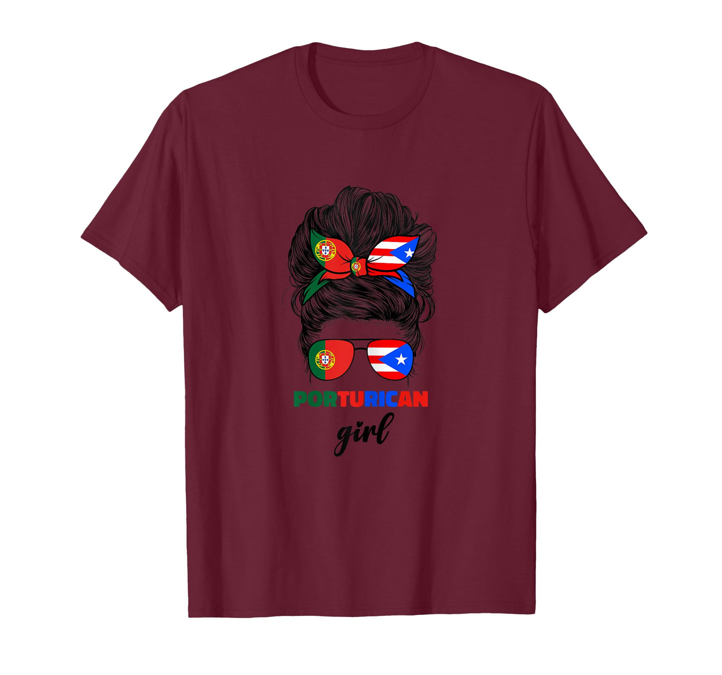 Half Portuguese And Puerto Rican Rico Portugal Flag Girl T-Shirt