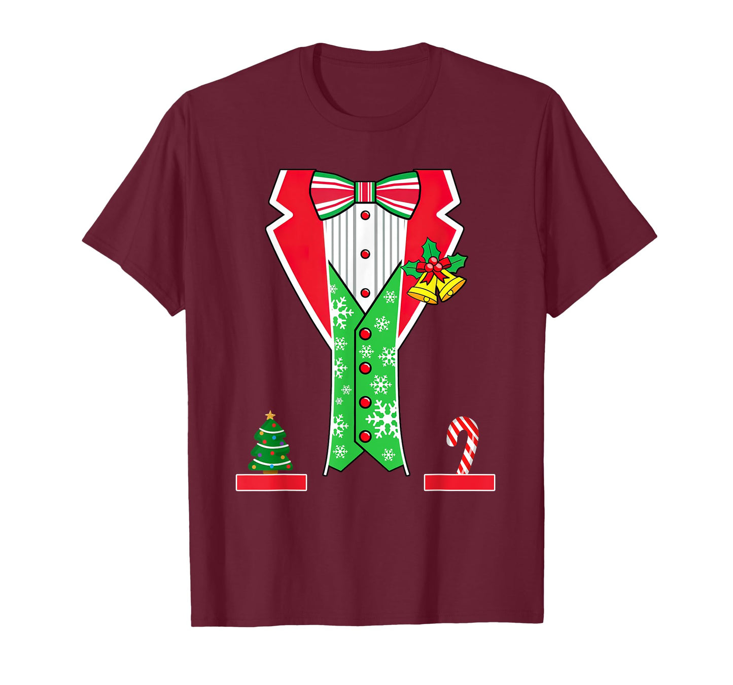 Christmas Tuxedo Costume Funny Xmas Tux Bowtie Men Boys Kids T-Shirt