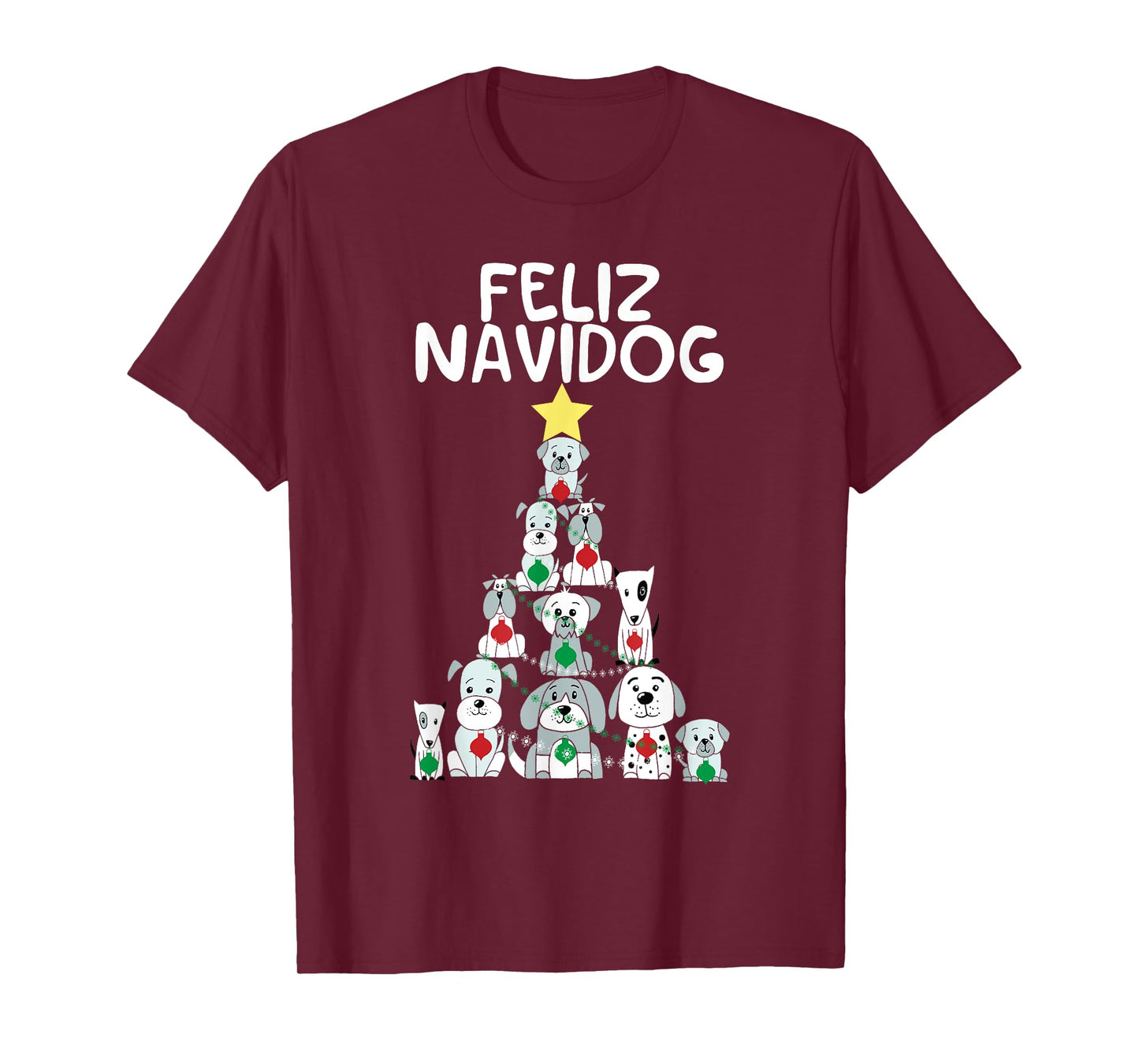 Feliz Navidog Christmas Dog T-Shirt, Funny Cute Xmas Tree T-Shirt