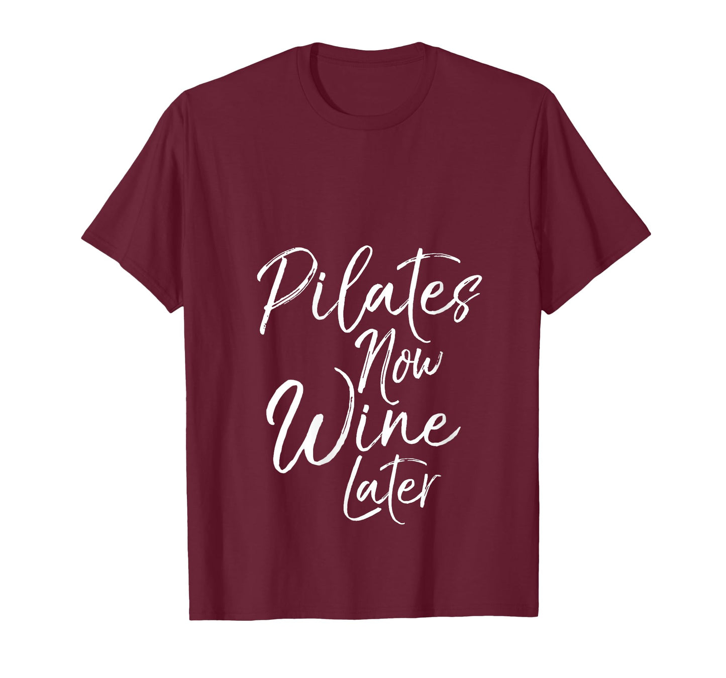 Womens Funny Yoga Gift for Drinkers Cute Pilates Now Wine Later V-Neck T-Shirt