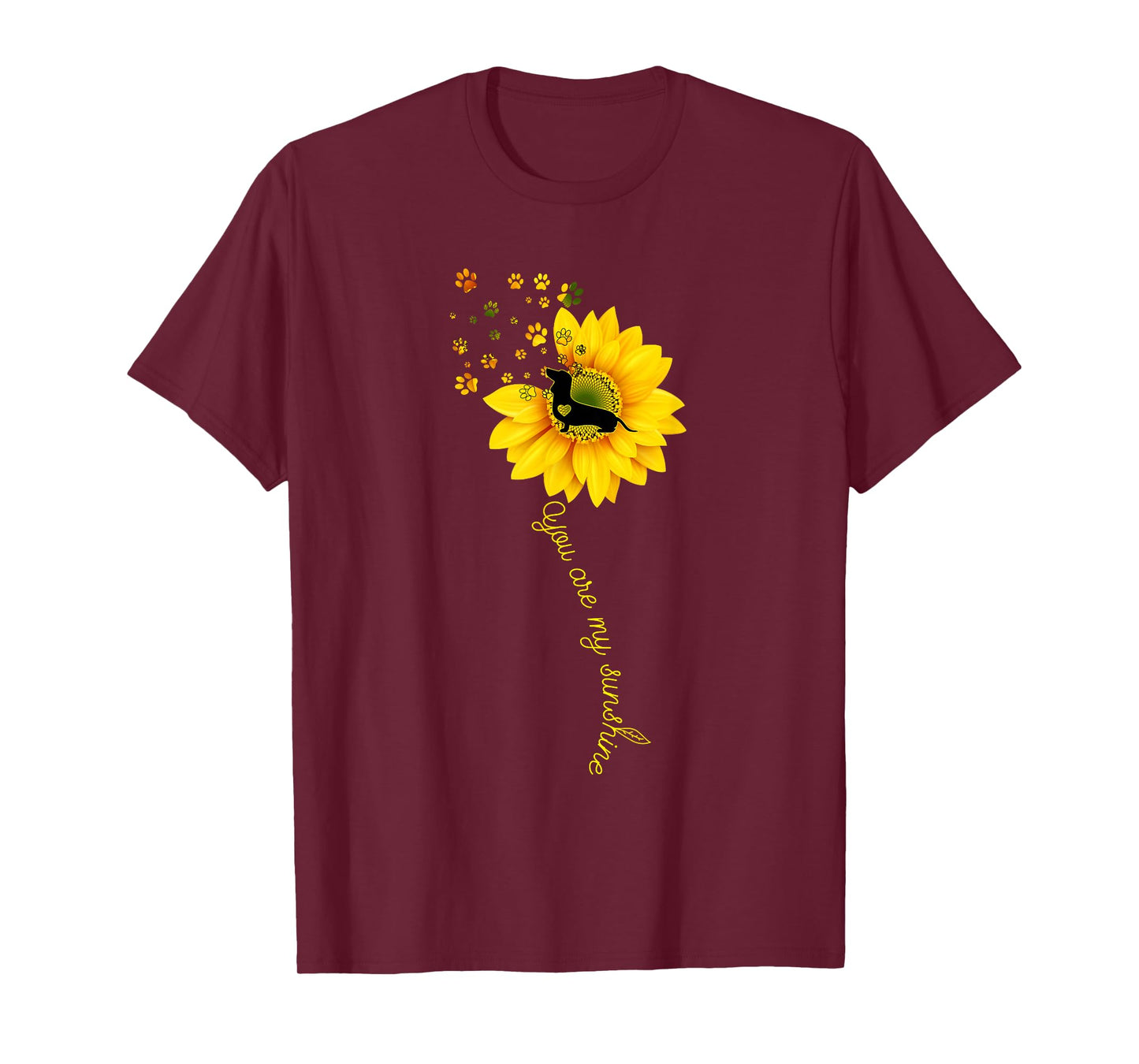 You are My Sunshine Half Sunflower Dachshund Dog Funny T-Shirt