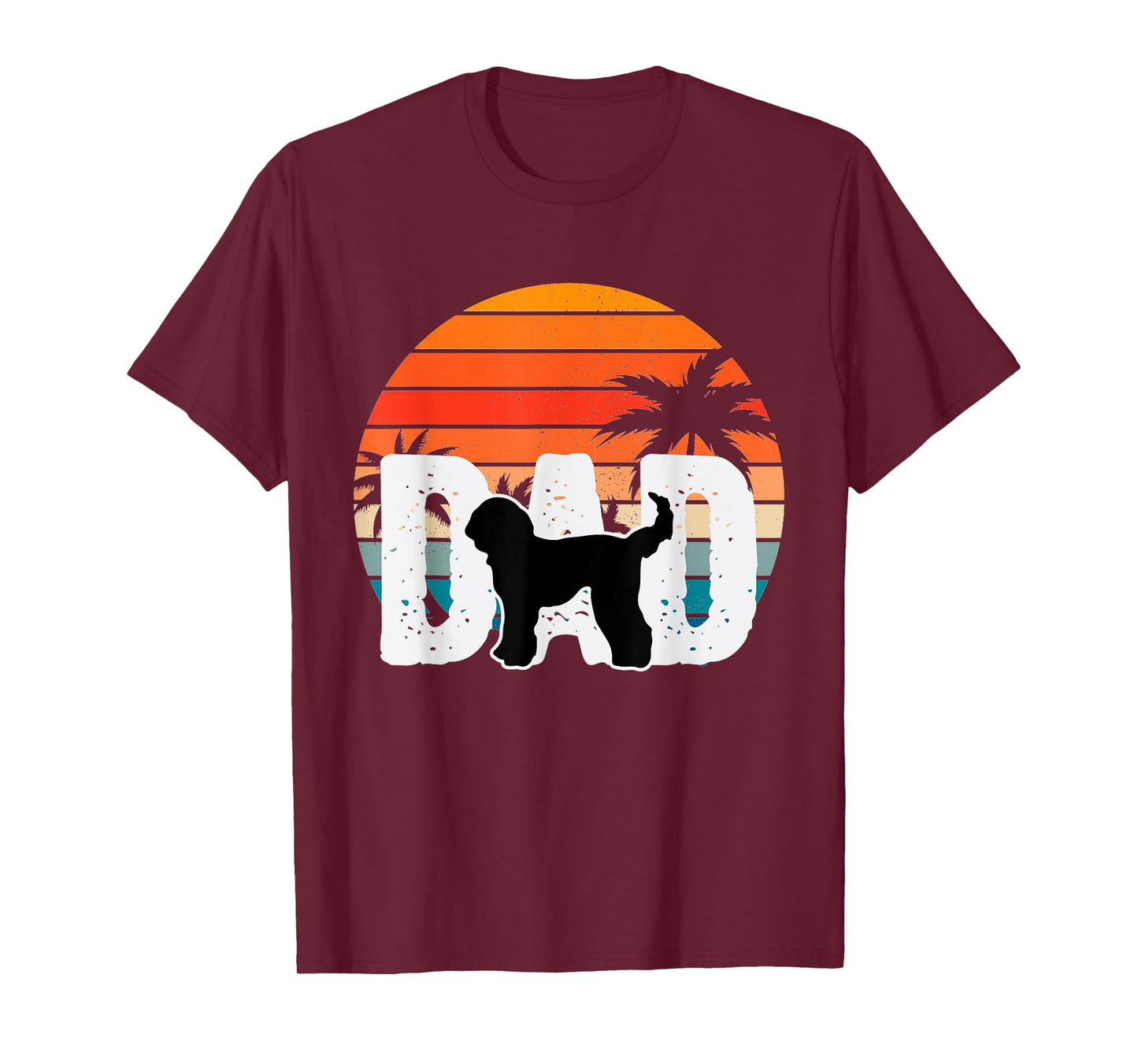 Whoodle Dog Dad Retro Sunset 90s Vintage T-Shirt